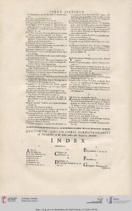 Index: Auctorum, qui in libris porphyrogeniti de thematibus ac administrando imperio citantur