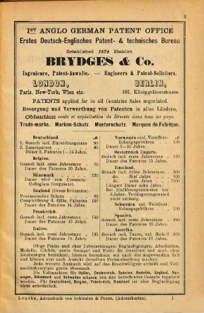 Adressbuch aller Länder der Erde der Kaufleute, Fabrikanten, Gewerbtreibenden, Gutsbesitzer etc : Zugleich Handelsgeographie, Produkten- u. Fabrikanten-Bezugs-Angabe, 9a