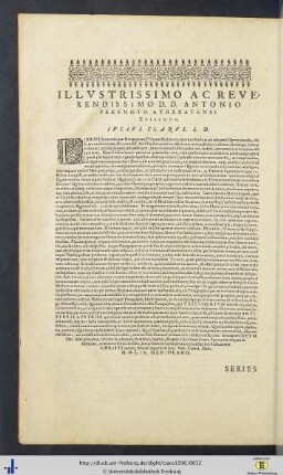 Widmungsbrief von Giulio Claro.