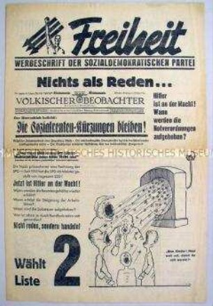 Wahlzeitung der SPD zur Reichstagswahl 1933