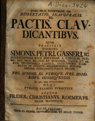 Dissertatio Inauguralis De Pactis Claudicantibus