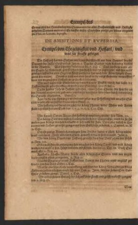 De Ambitione Et Superbia. Exempel von Ehrgeitzigkeit und Hoffart/ und was für straffe gefolget.