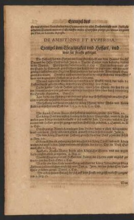 De Ambitione Et Superbia. Exempel von Ehrgeitzigkeit und Hoffart/ und was für straffe gefolget.