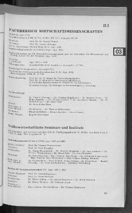 Fachbereich Wirtschaftswissenschaften