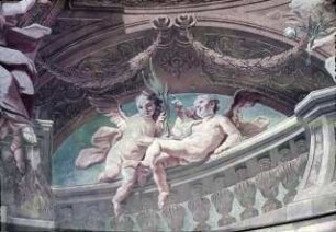Scheinarchitektur mit Tugenden, Engel und Medaillons mit biblischen Szenen