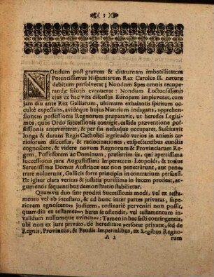 Justitia Augustæ Domus Austriacæ In Regna Et Provincias Hispanicas : Veris rerum argumentis illustrata