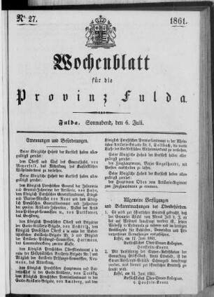 Nr. 27, Ausgabe vom 6. Juli 1861