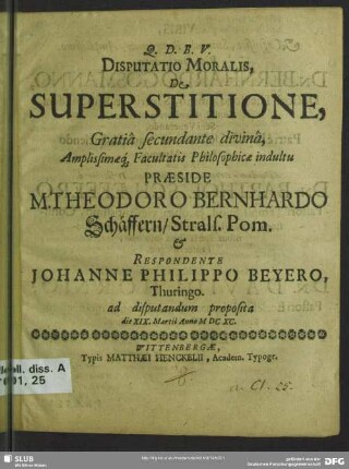 Disputatio moralis de superstitione