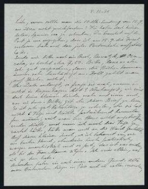 Brief von Raoul Hausmann an Elfriede Hausmann. Zürich