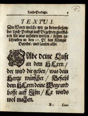 Textus. [...] stehen geschrieben in den 37. Ps. des Königs Davids/ und lauten also: