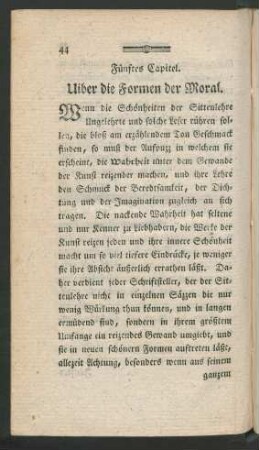 Fünftes Capitel. Uiber die Formen der Moral