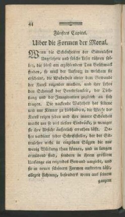 Fünftes Capitel. Uiber die Formen der Moral