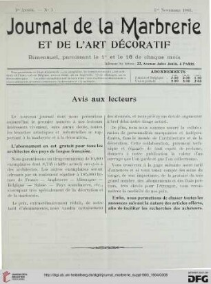 No. 1 (1er Novembre 1903)