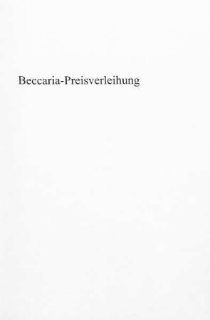 353-362, Beccaria-Preisverleihung