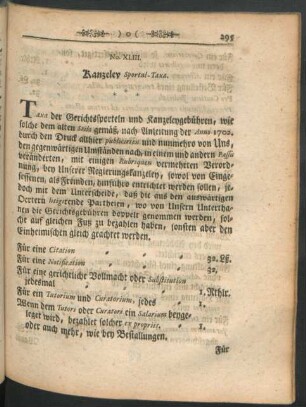 No. XLIII. Kanzeley Sportul-Taxa