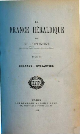 La France héraldique par Ch. Poplimont, 3