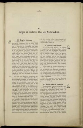 V. Burgen im südlichen Theil von Niedersachsen