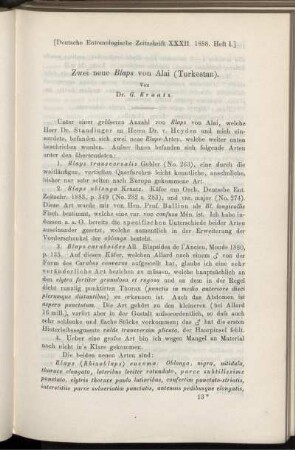 Zwei neue Blaps von Alai (Turkestan).