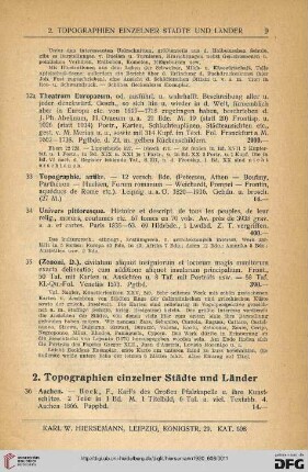 2. Topographien einzelner Städte und Länder (Nr. 36 - 1557)