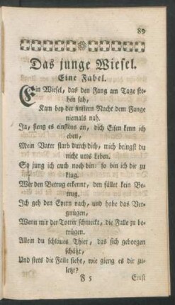 Das junge Wiesel. Eine Fabel