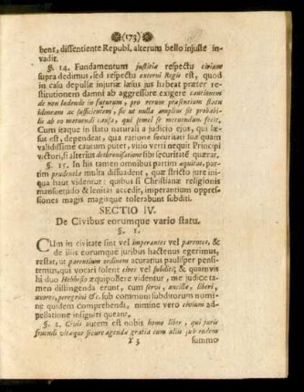 Sectio IV. De Civibus eorumque vario statu