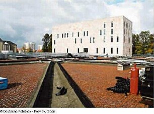 Baustelle Sächsische Landesbibliothek - Staats- und Universitätsbibliothek Dresden, Zentralbibliothek. Gestaltung der Außenanlagen zwischen Nordriegel und Südriegel : Dresden-Räcknitz, Zellescher Weg 18. Baustelle Sächsische Landesbibliothek - Staats- und Universitätsbibliothek Dresden, Zentralbibliothek. Gestaltung der Außenanlagen zwischen Nordriegel und Südriegel