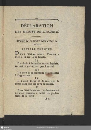 Déclaration Des Droits De L'Homme