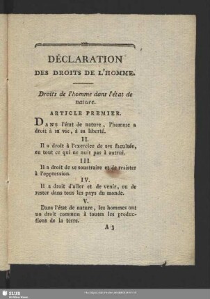 Déclaration Des Droits De L'Homme