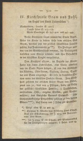 IV. Kirchspiele Gram und Fohl ...