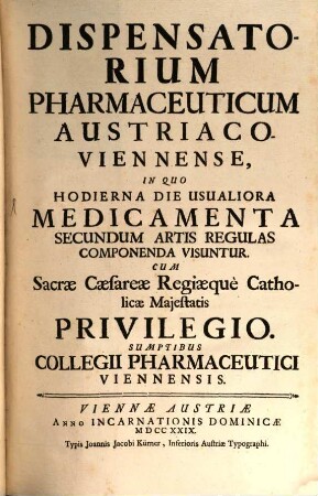Dispensatorium pharmaceuticum Austriaco-Viennense