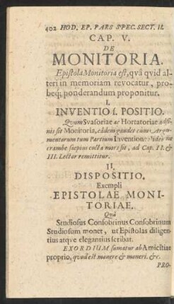 Cap. V. De Monitoria.