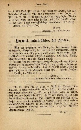 Vorwort, unterdrücktes, des Autors