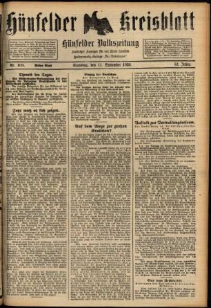 Erste Ausgabe vom Samstag, den 11. September 1926.