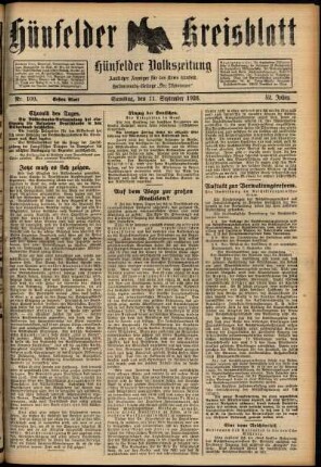 Erste Ausgabe vom Samstag, den 11. September 1926.