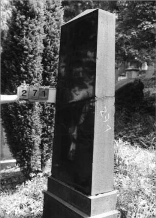 Grabstein 271 (Index: 99791443) Maße HxBxT: 192x52x20 cm Besonderheit: zweite Hälfte nicht belegt: Grabstein 271