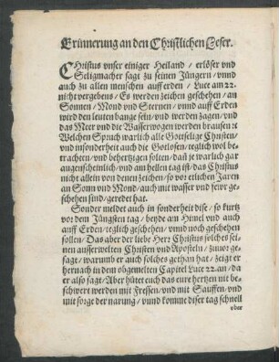 Erinnerung an den Christlichen Leser.