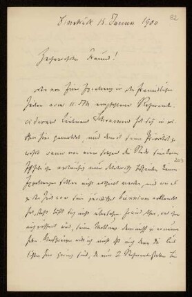 Brief von Gustav Stüve an Gottlieb Planck, Osnabrück, 15.1.1900