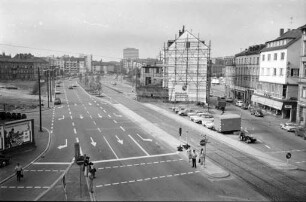 Im Rahmen der Karlsruher Altstadtsanierung neu gebaute Trasse Fritz-Erler-Straße.