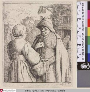 [Mann und Frau in Unterhaltung; Man and woman conversing; L'homme et la femme causant ensemble]