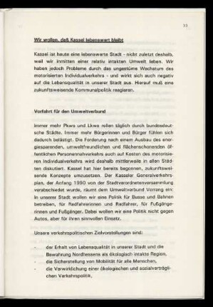 Wir wollen, daß Kassel lebenswert bleibt