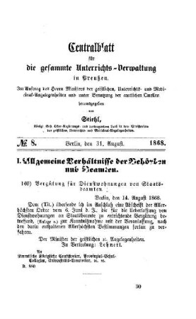 Vergütung für Dienstwohnungen von Staatsbeamten : [I. Allgemeine Verhältnisse der Behörden und Beamten]