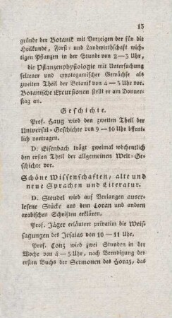13-15, Schöne Wissenschaften, alte und neue Sprachen und Literatur