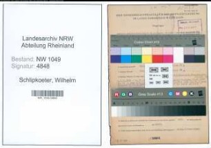 Entnazifizierung Wilhelm Schlipkoeter , geb. 20.03.1898 (Beamter)