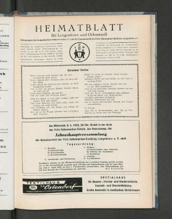 Jahreshauptversammlung der Gemeinschaft der Fritz-Schumacher-Siedlung Langenhorn e.V.
