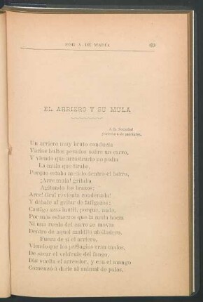 El arriero y su mula : A la Sociedad protectora de animales.