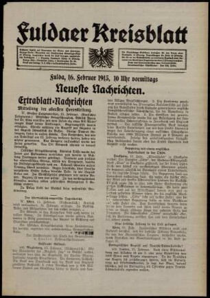 Erste Ausgabe vom Dienstag, den 16. Februar 1915.