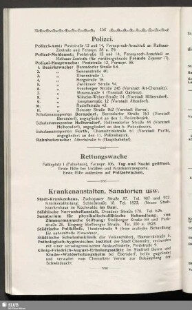 Krankenanstalten, Sanatorien usw.