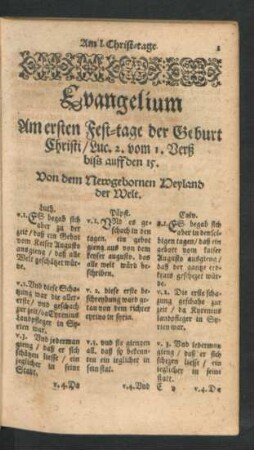 Evangelium Am ersten Fest-tage der Geburt Christi