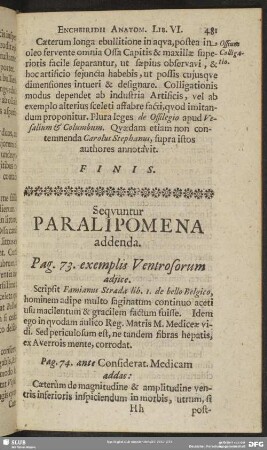 Sequuntur Paralipomena addenda