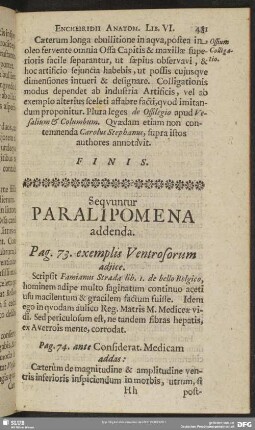 Sequuntur Paralipomena addenda